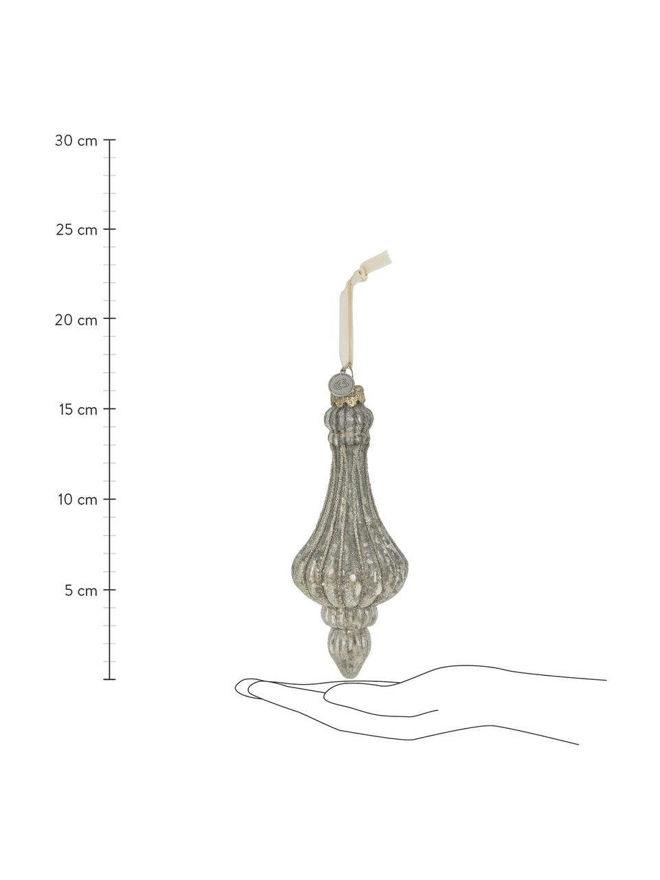 Ręcznie wykonana dekoracja wisząca Norille, 2 szt., Szkło, Szary, Ø 7 x W 16 cm