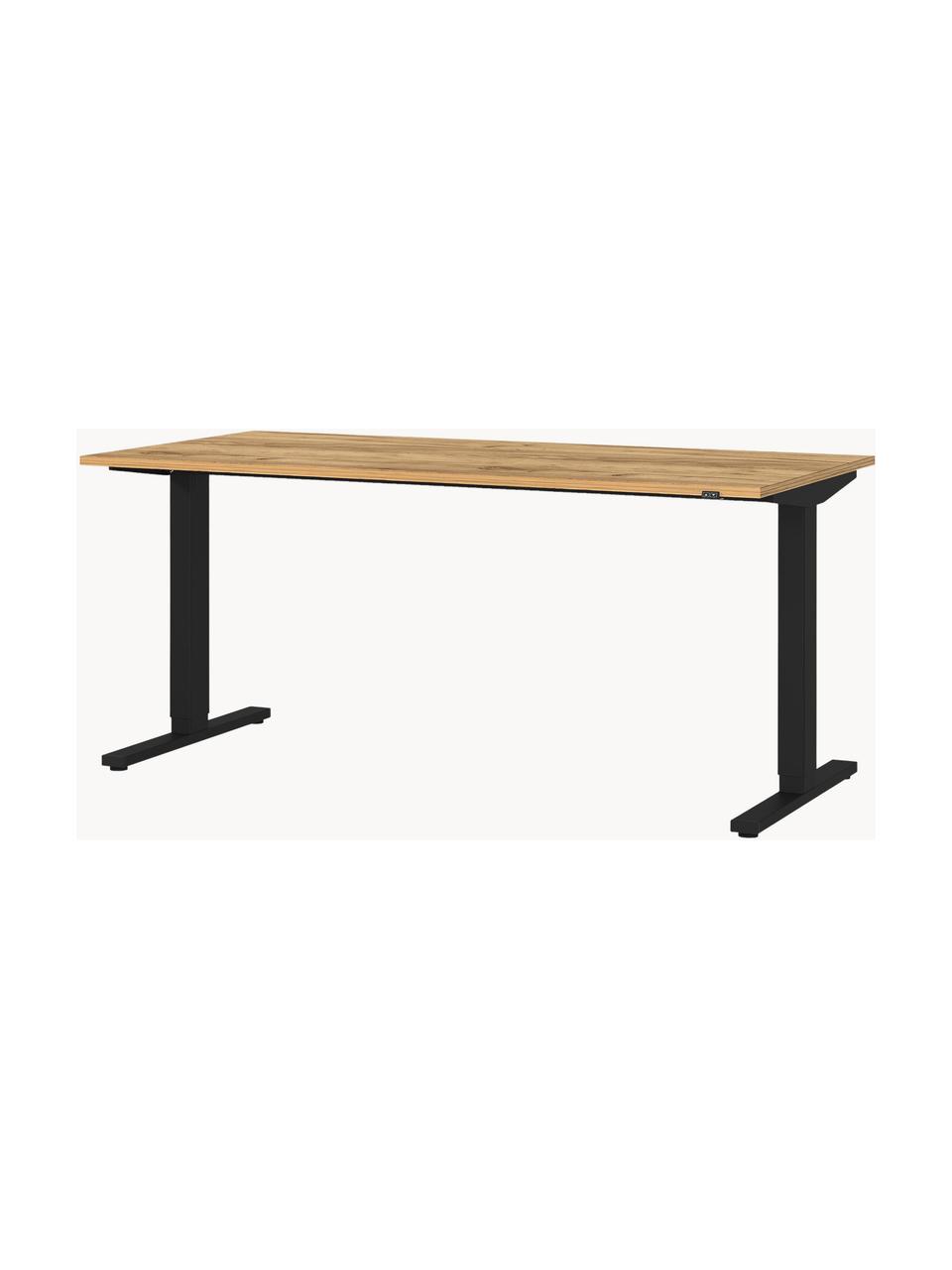 Bureau ajustable industriel Orija, Bois, noir, larg. 180 x prof. 80 cm