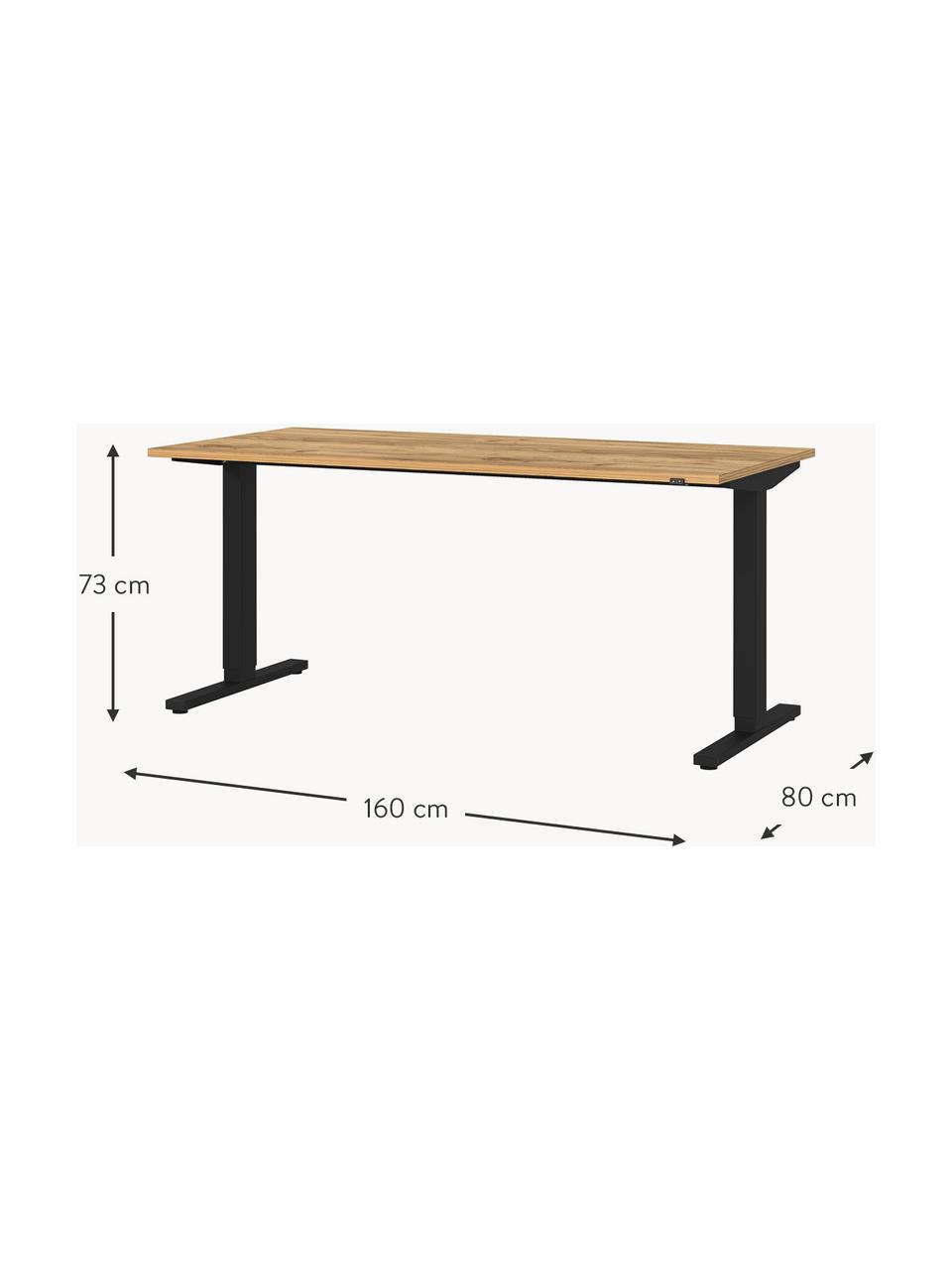 Bureau ajustable industriel Orija, Bois, noir, larg. 180 x prof. 80 cm