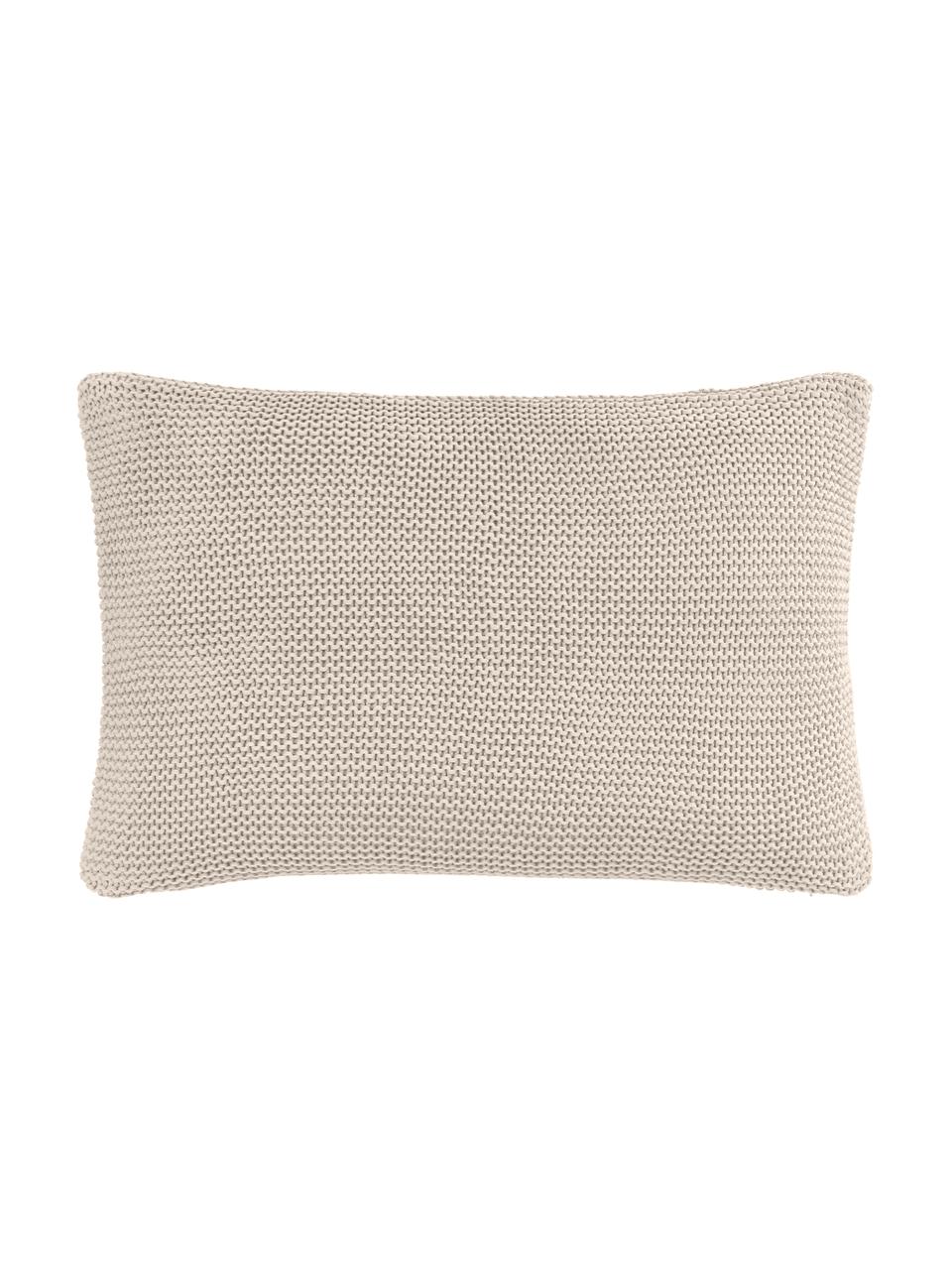 Housse de coussin rectangulaire tricot beige Adalyn, 100 % coton bio, certifié GOTS, Beige, larg. 30 x long. 50 cm