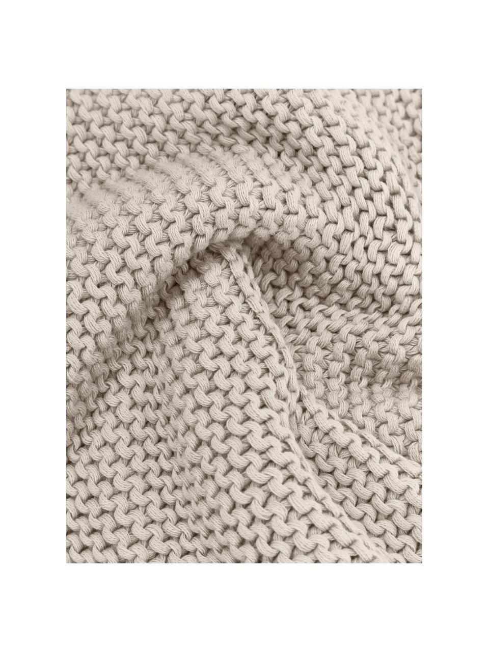 Housse de coussin rectangulaire tricot beige Adalyn, 100 % coton bio, certifié GOTS, Beige, larg. 30 x long. 50 cm