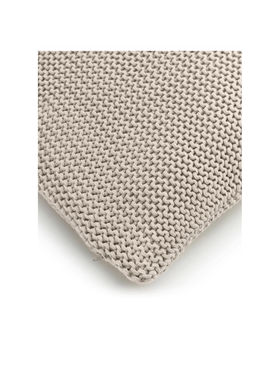 Housse de coussin rectangulaire tricot beige Adalyn, 100 % coton bio, certifié GOTS, Beige, larg. 30 x long. 50 cm