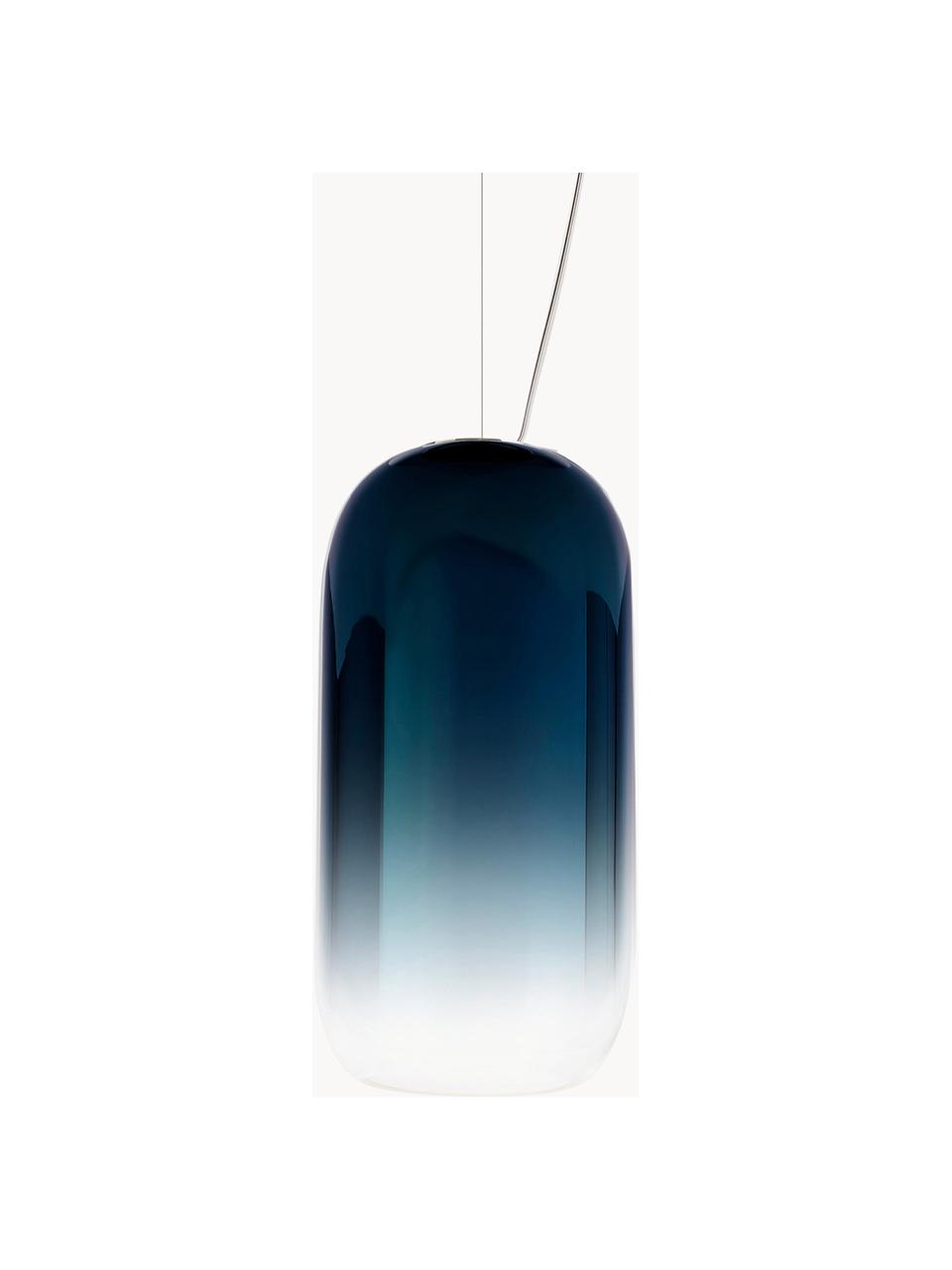 Petite suspension soufflée bouche Gople, Bleu foncé, noir, Ø 15 x haut. 29 cm