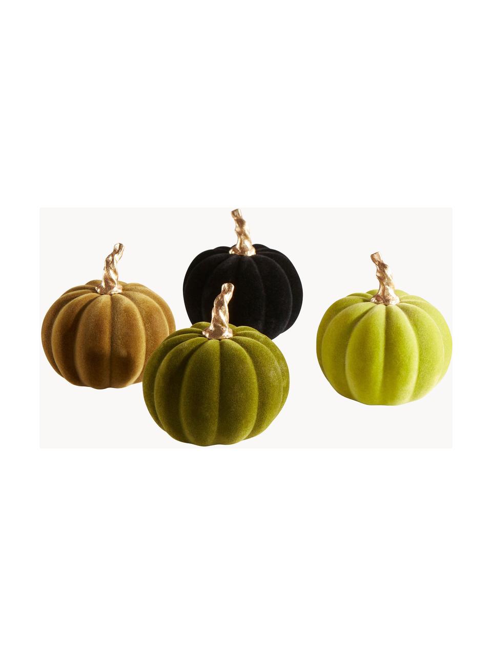 Set de calabazas decorativas Mercy, 4 uds., Terciopelo, Tonos verdes, Ø 9 x Al 9