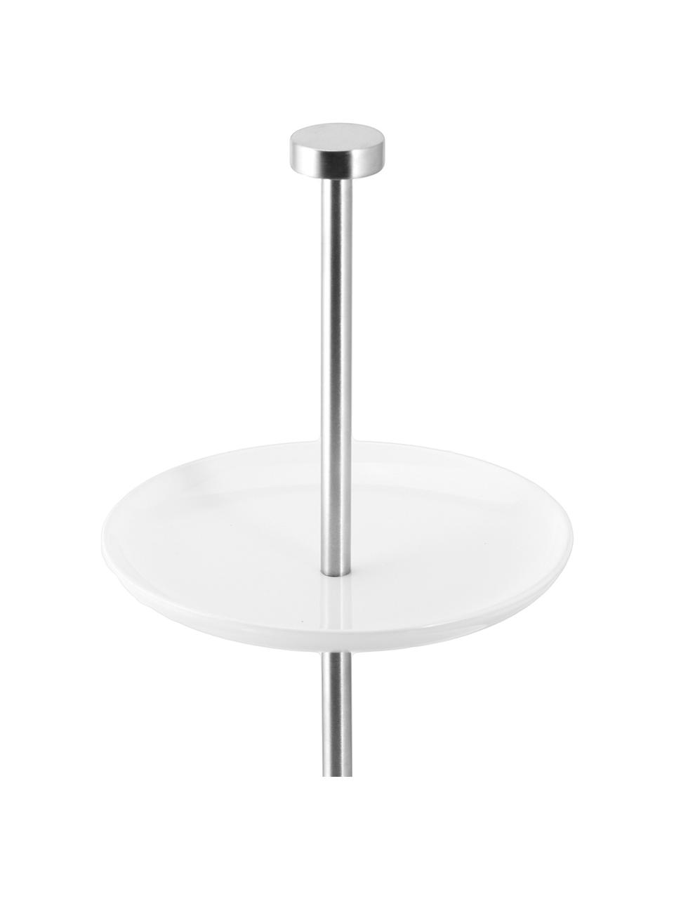 Keramik Etagere Karo, Ø 30 cm, Keramik, Metall, Weiss, Ø 30 x H 47 cm