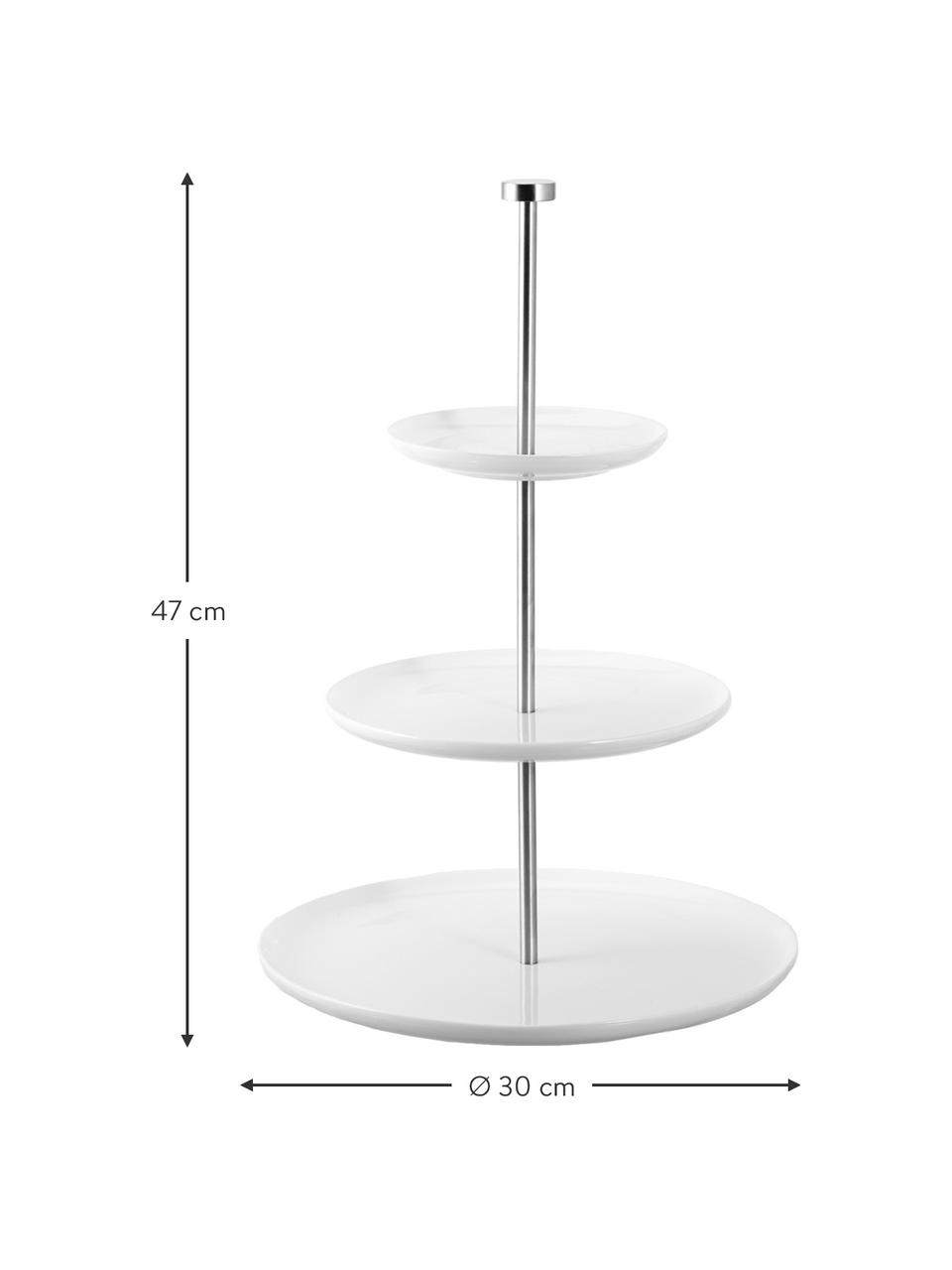 Etažérka Karo, Ø 30 cm, Keramika, kov, Bílá, Ø 30 cm, V 47 cm