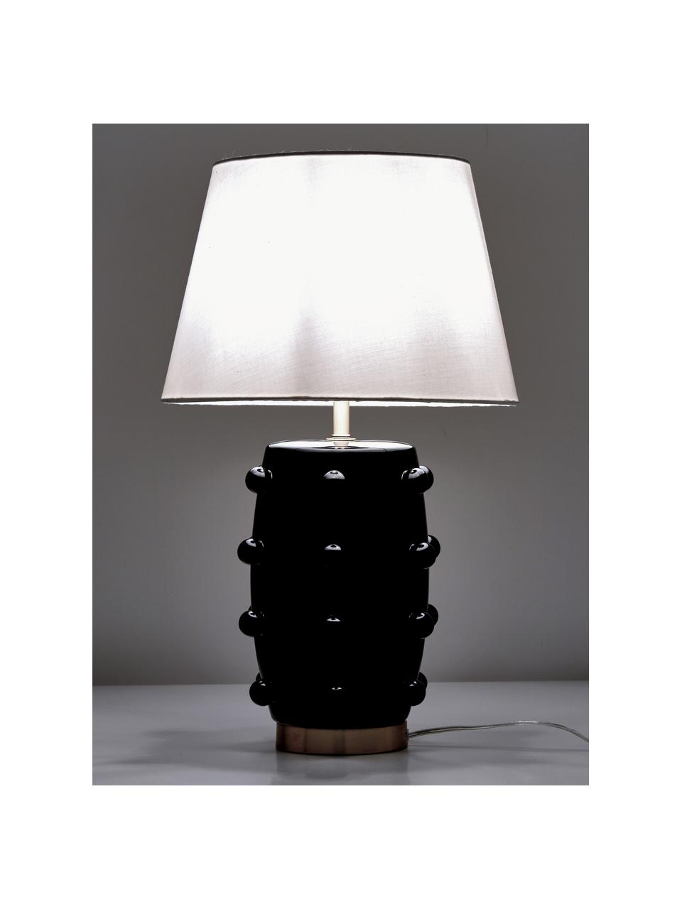 Grande lampe à poser en céramique Leandra, Noir, couleur laitonnée, blanc, Ø 36 x haut. 57 cm