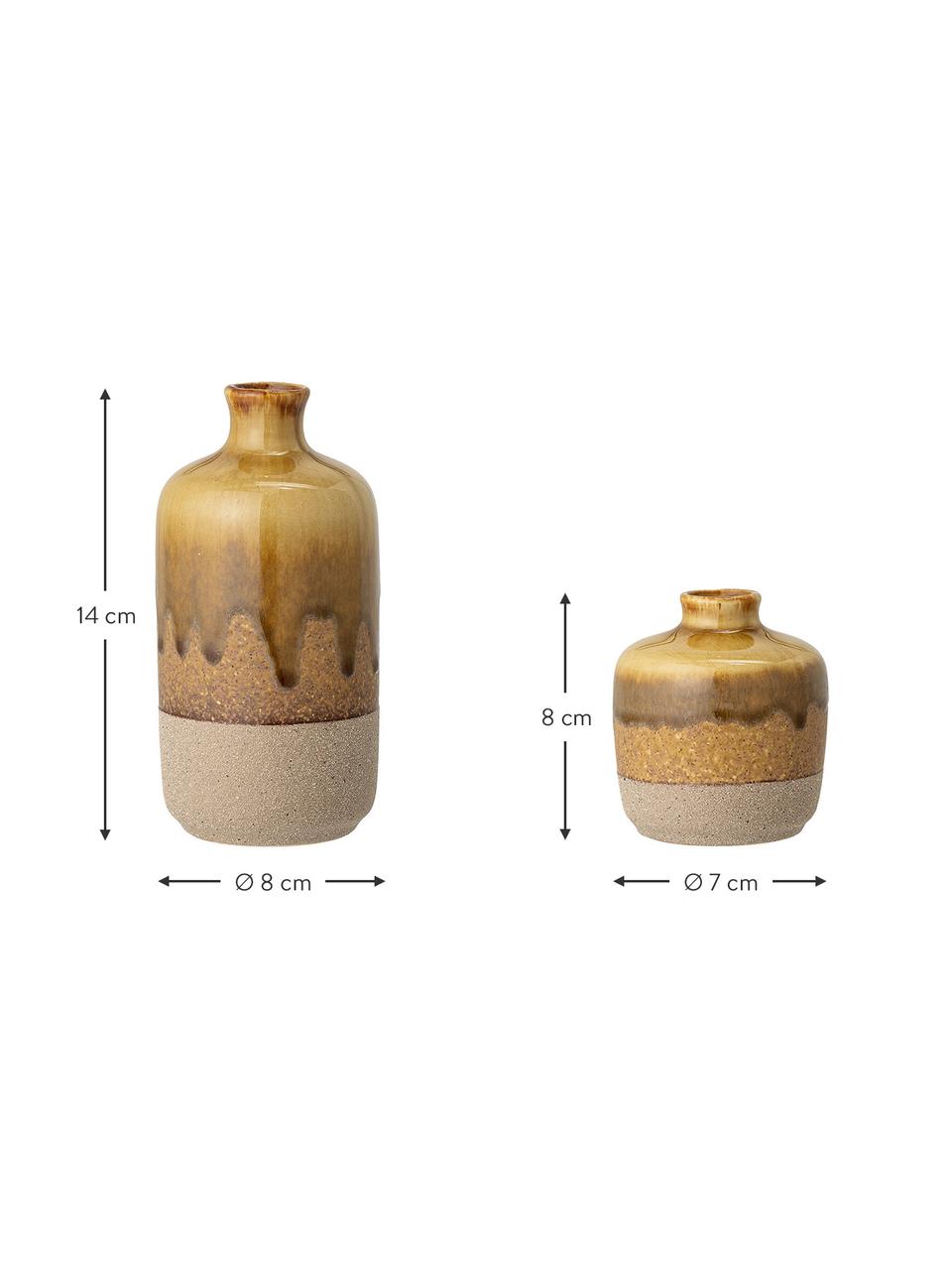 Vasen-Set Hosna aus Steingut, 4-tlg., Steingut, Gelb, Set mit verschiedenen Grössen