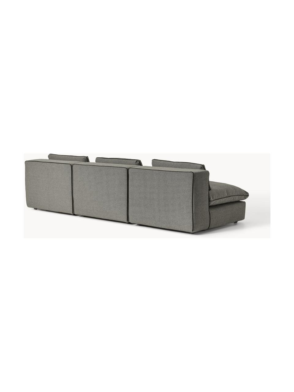 Modulares Sofa Felix (3-Sitzer), Bezug: 100 % Polyester Der strap, Gestell: Massives Kiefern- und Fic, Füße: Kunststoff Dieses Produkt, Webstoff Dunkelgrau, B 300 x T 110 cm