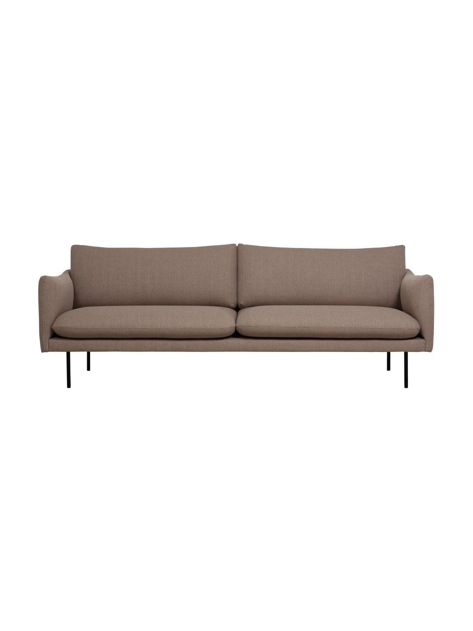 Bank Moby (3-zits) met metalen poten, Bekleding: polyester Met 35.000 schu, Frame: massief grenenhout, FSC-g, Poten: gepoedercoat metaal, Geweven stof taupe, B 220 x D 95 cm