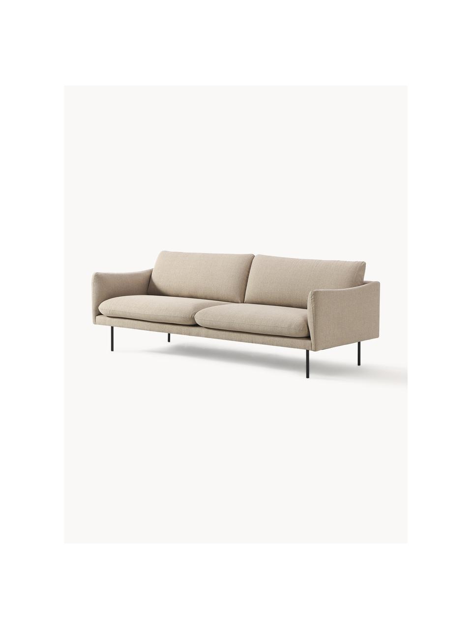 Sofa Moby (3-Sitzer), Bezug: Polyester Der hochwertige, Gestell: Massives Kiefernholz, Füße: Metall, pulverbeschichtet, Webstoff Beige, B 220 x T 95 cm