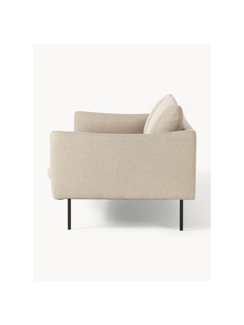 Sofa Moby (3-Sitzer), Bezug: Polyester Der hochwertige, Gestell: Massives Kiefernholz, Füße: Metall, pulverbeschichtet, Webstoff Beige, B 220 x T 95 cm