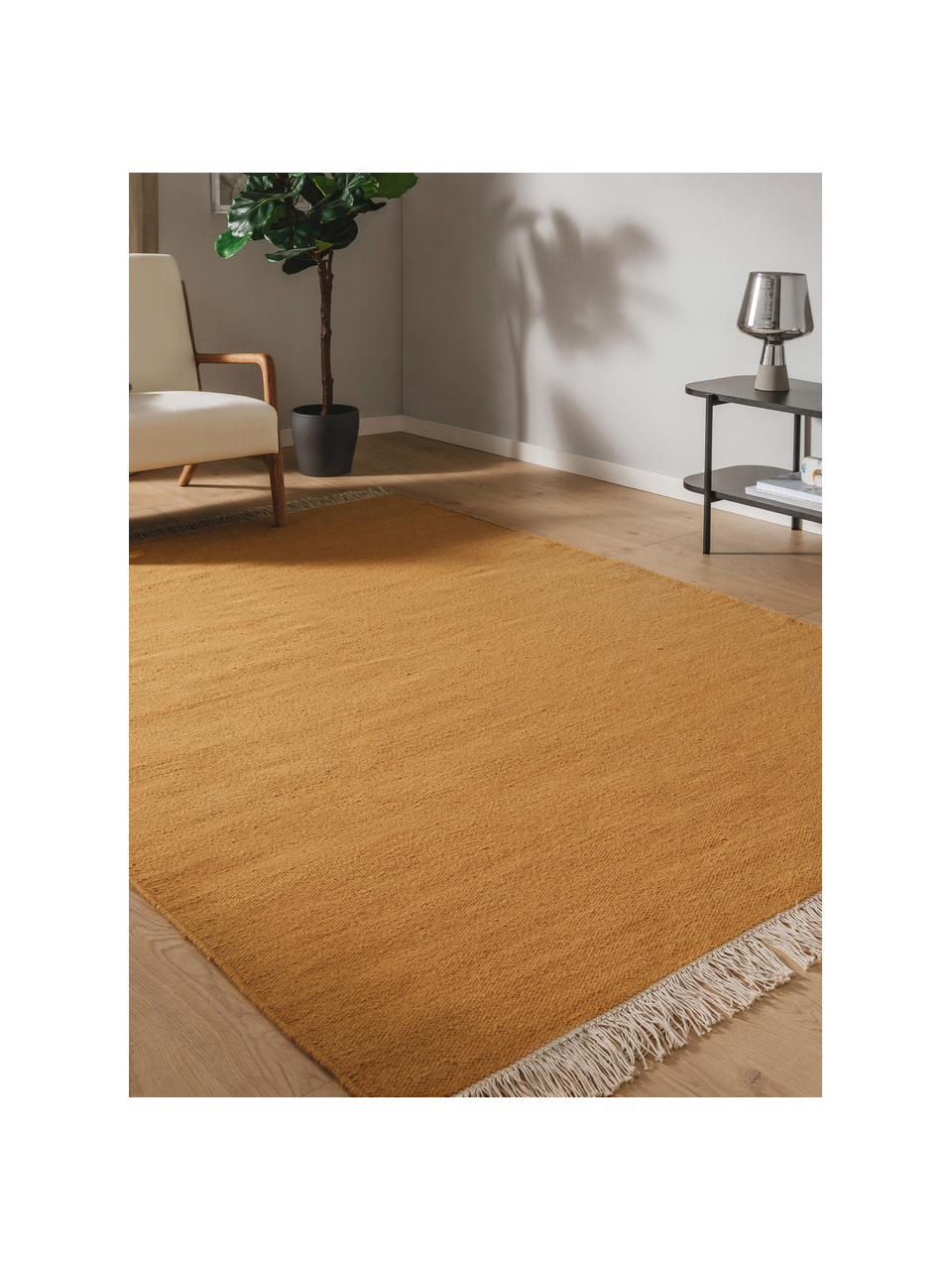 Tapis en laine tissé à la main avec franges Liv, 80 % laine, 20 % coton

Les tapis en laine peuvent perdre des fibres lors des premières semaines et des peluches peuvent se former, ce phénomène est naturel et diminue à mesure de votre usage et du temps, Brun clair, larg. 80 x long. 150 cm (taille XS)