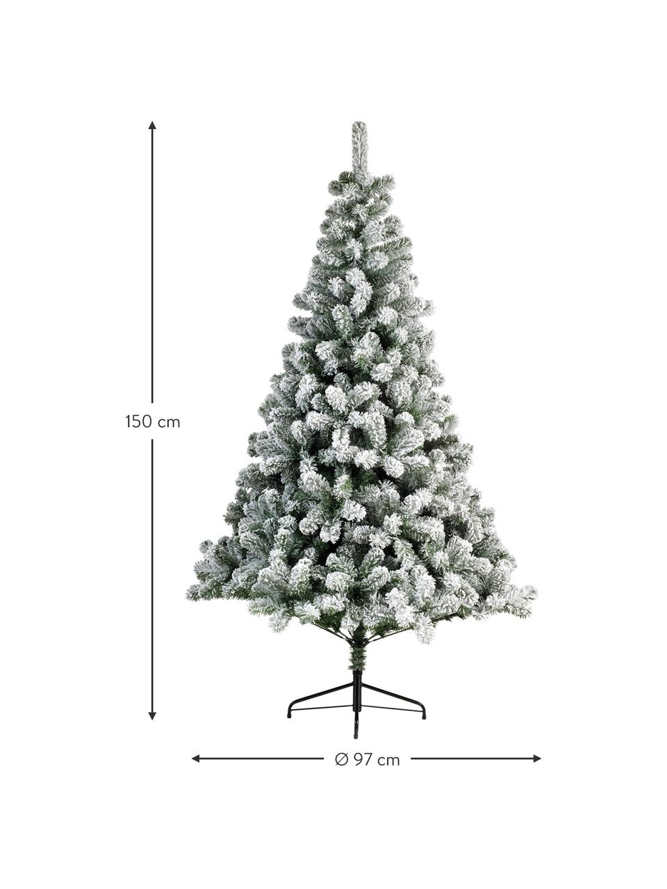 Künstlicher Weihnachtsbaum North Pole, beschneit, Fuß: Metall, beschichtet, Grün, Weiß, Ø 97 x H 150 cm
