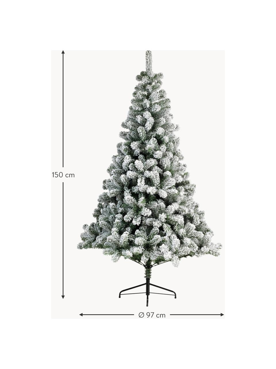 Künstlicher Weihnachtsbaum North Pole, beschneit, Fuß: Metall, beschichtet, Dunkelgrün, Weiß, Ø 97 x H 150 cm