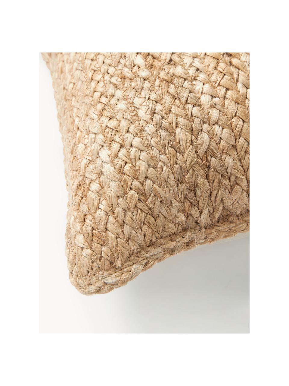 In- & outdoor kussenhoes Bono uit jute, Okergeel, B 30 x L 50 cm