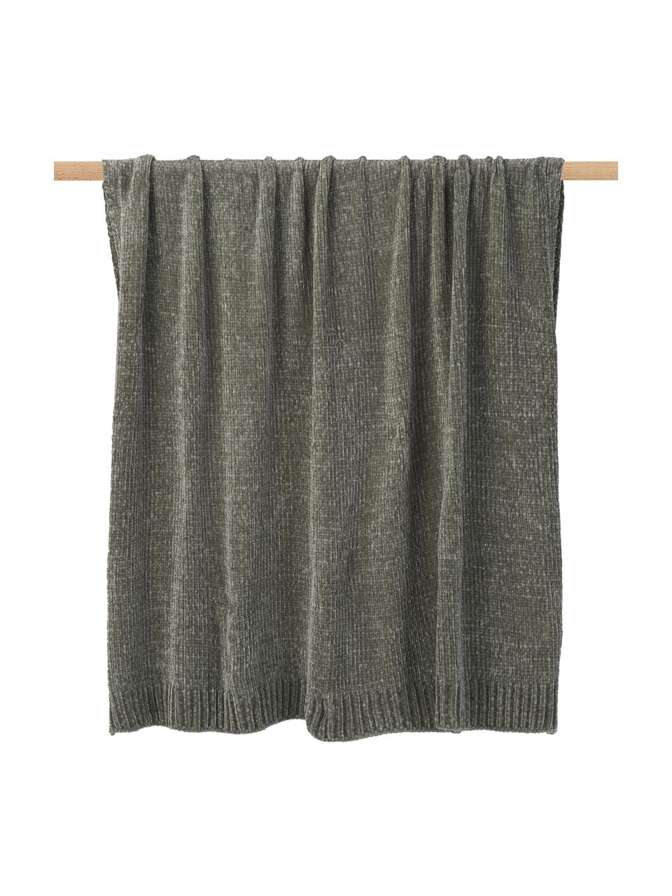 Měkký žinilkový pléd Beckett, 100 % polyester, Zelená, Š 130 cm, D 170 cm