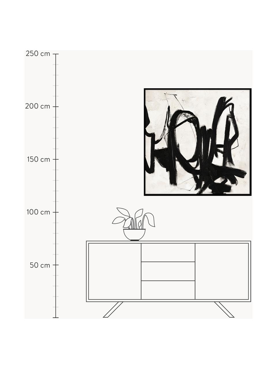 Handgemaltes Leinwandbild Playblack mit Holzrahmen, Rahmen: Eichenholz, beschichtet, Design 2, B 102 x H 102 cm