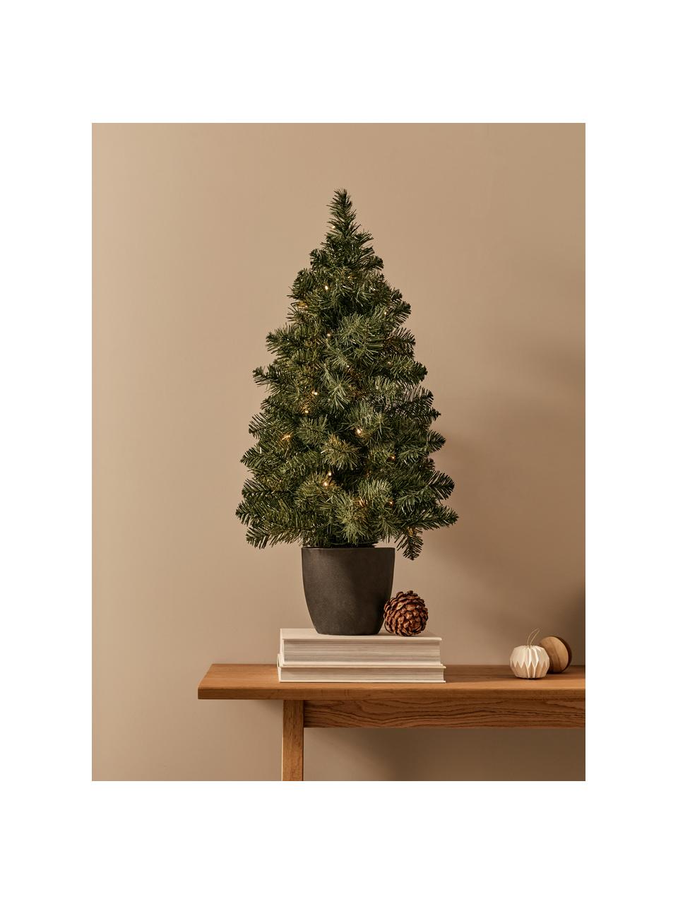 Künstlicher LED-Weihnachtsbaum Imperial, H 90 cm, Übertopf: Kunststoff, Dunkelgrün, Dunkelgrau, Ø 50 x H 90 cm