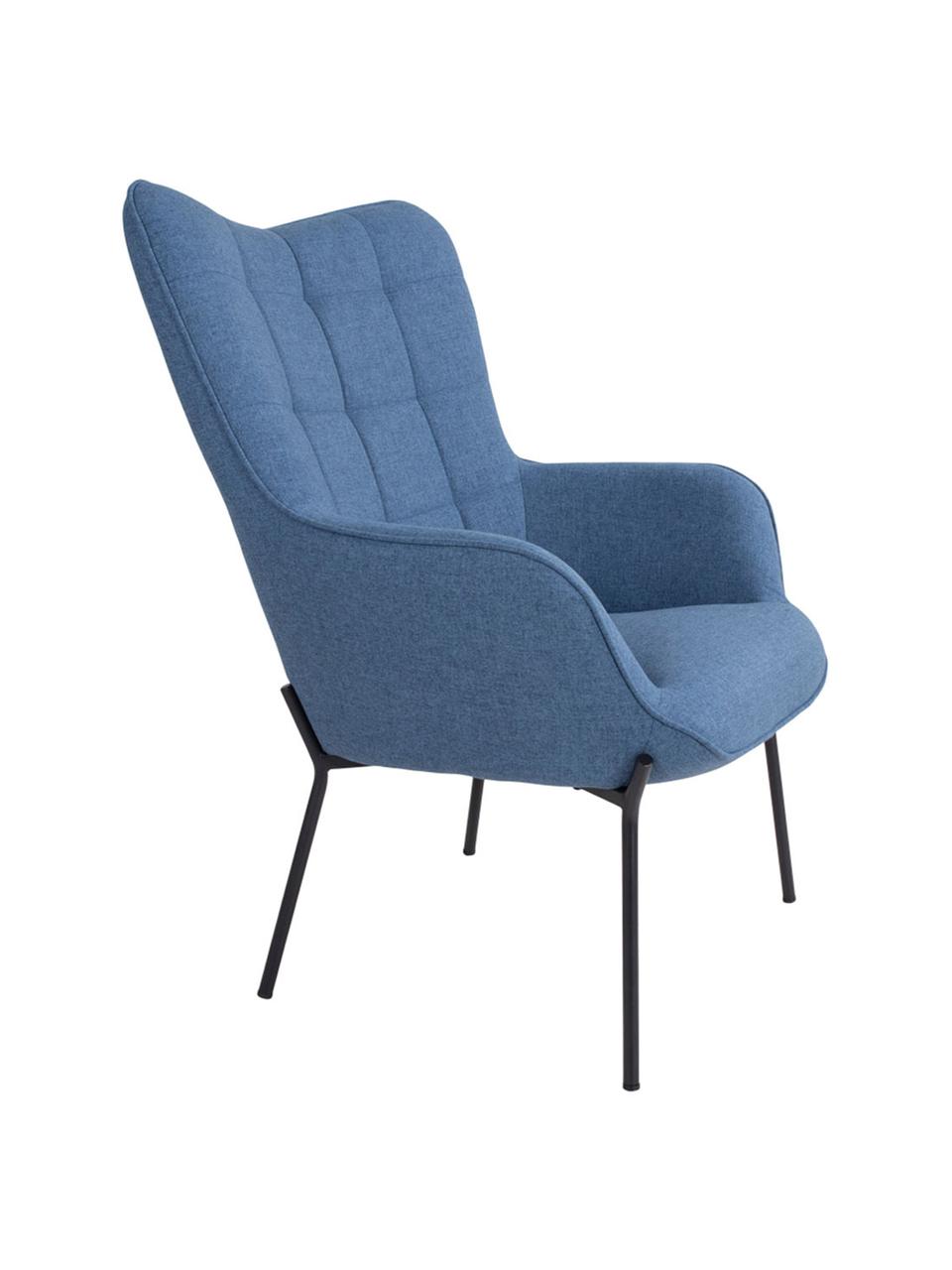 Sillón Claire, Tapizado: poliester, Estructura: madera de pino, Patas: acero, Azul, negro, An 79 x F 70 cm