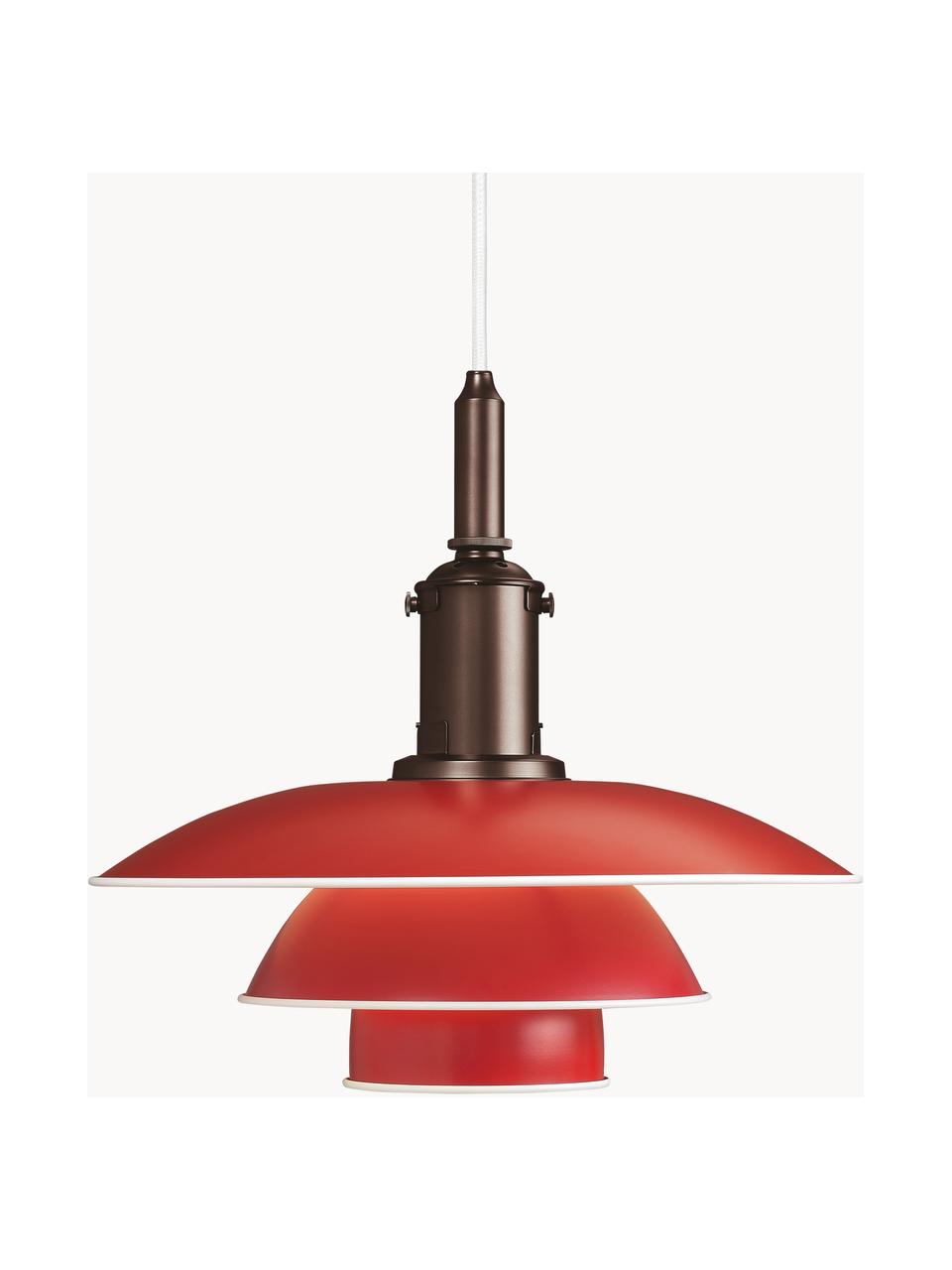 Lámpara de techo PH 3½-3, Pantalla: aluminio recubierto, Cable: cubierto en tela, Rojo, cobre, Ø 33 x Al 31 cm