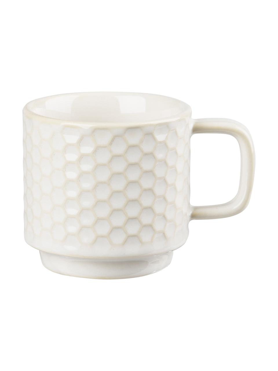 Tasse à espresso Lara, 4 élém., Grès cérame, Blanc cassé, Ø 6 x haut. 6 cm, 120 ml