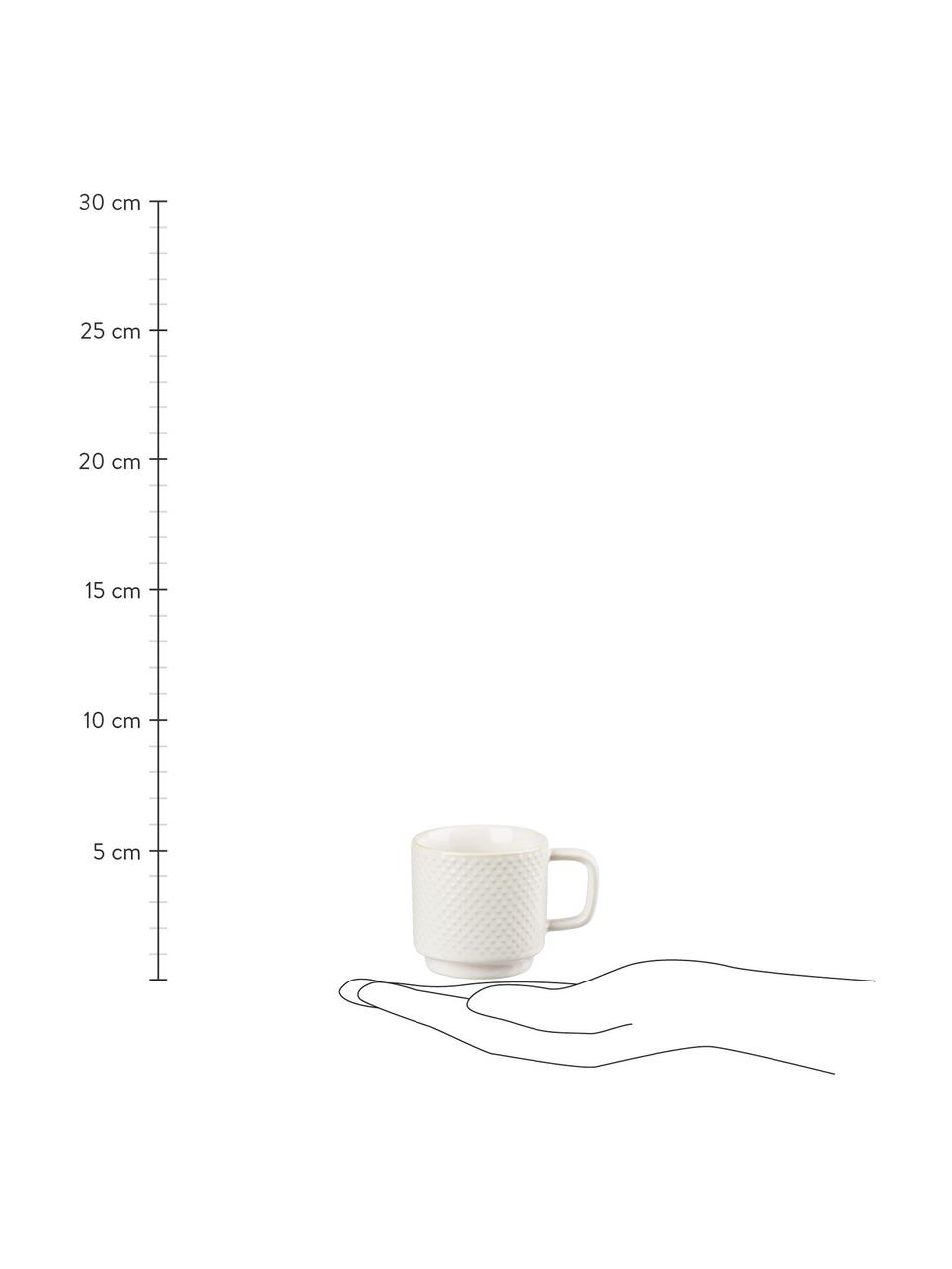 Tasse à espresso Lara, 4 élém., Grès cérame, Blanc cassé, Ø 6 x haut. 6 cm, 120 ml