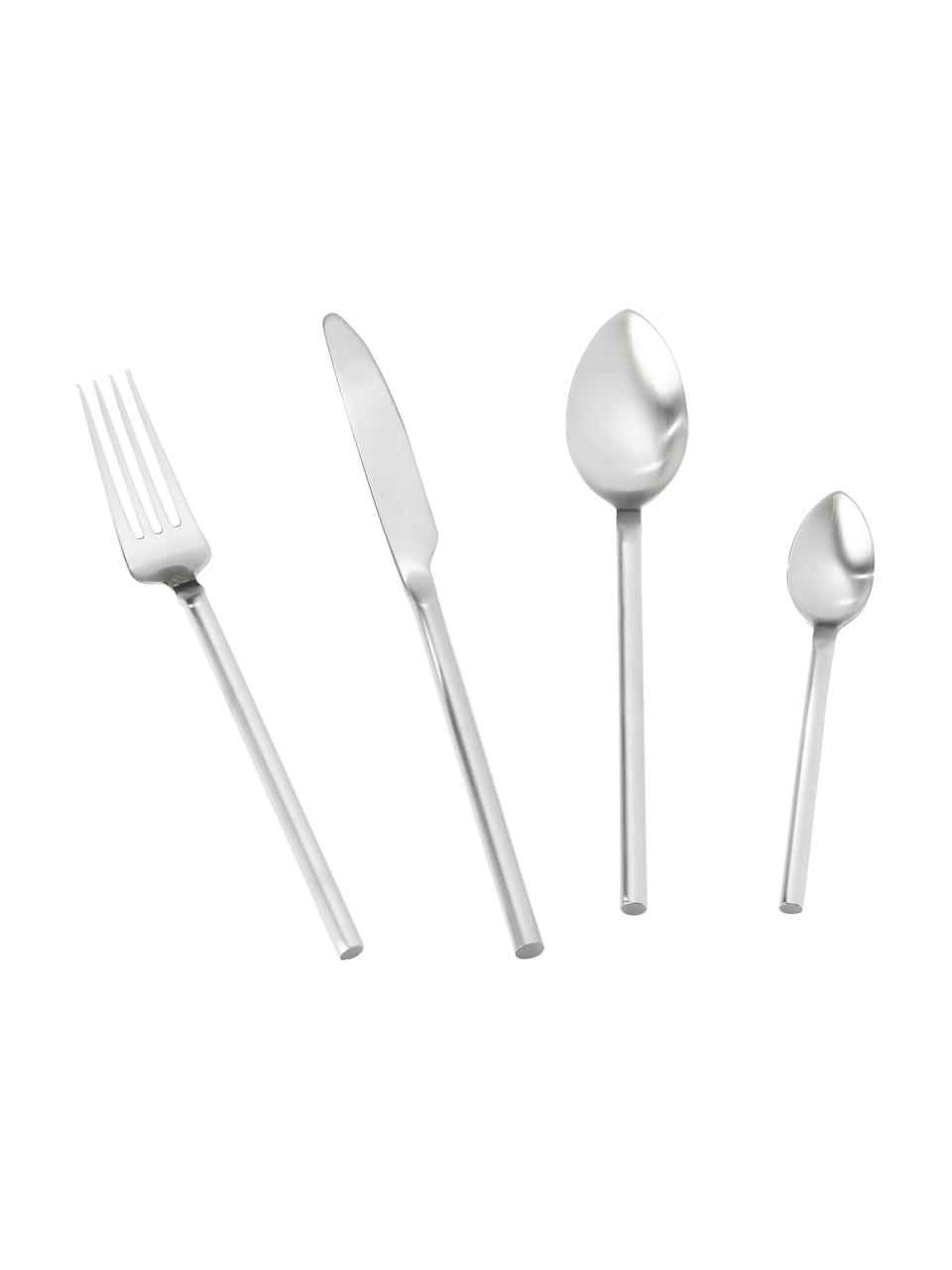 Cubertería mate cepillado Onda, 4 comensales (16 pzas.), Plateado mate, 4 comensales (16 pzas.)