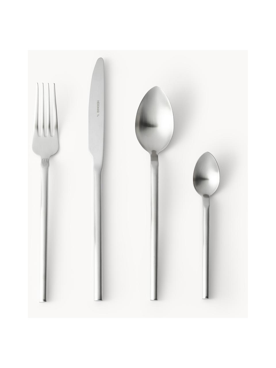 Set 16 posate spazzolato opaco Onda, 4 persone, Coltello: acciaio inossidabile 18/0, Argentato opaco, 4 persone (16 pz)