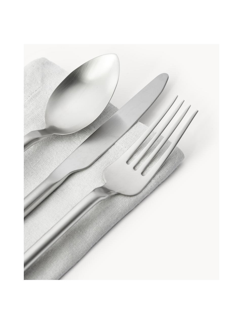 Set 16 posate spazzolato opaco Onda, 4 persone, Coltello: acciaio inossidabile 18/0, Argentato opaco, 4 persone (16 pz)