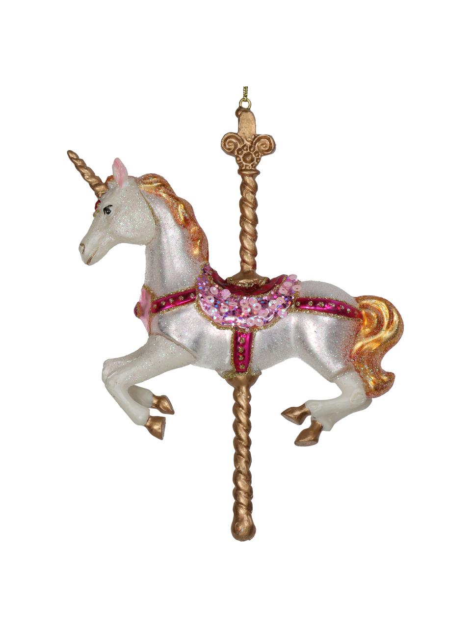 Adorno navideño Unicorn, Vidrio, Multicolor, An 12 x Al 16 cm