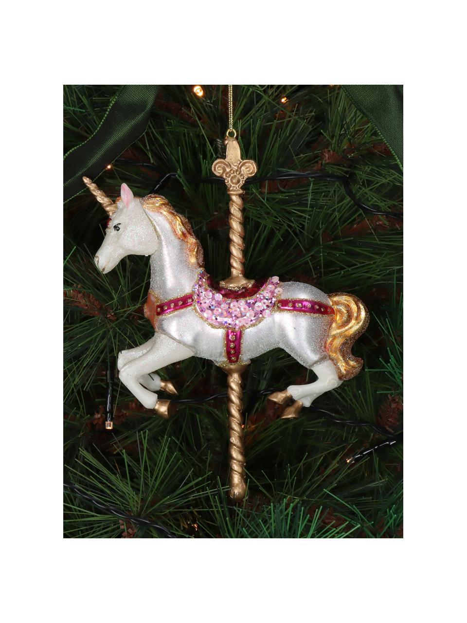 Décoration de sapin de Noël Unicorn, Verre, Multicolore, larg. 12 x haut. 16 cm