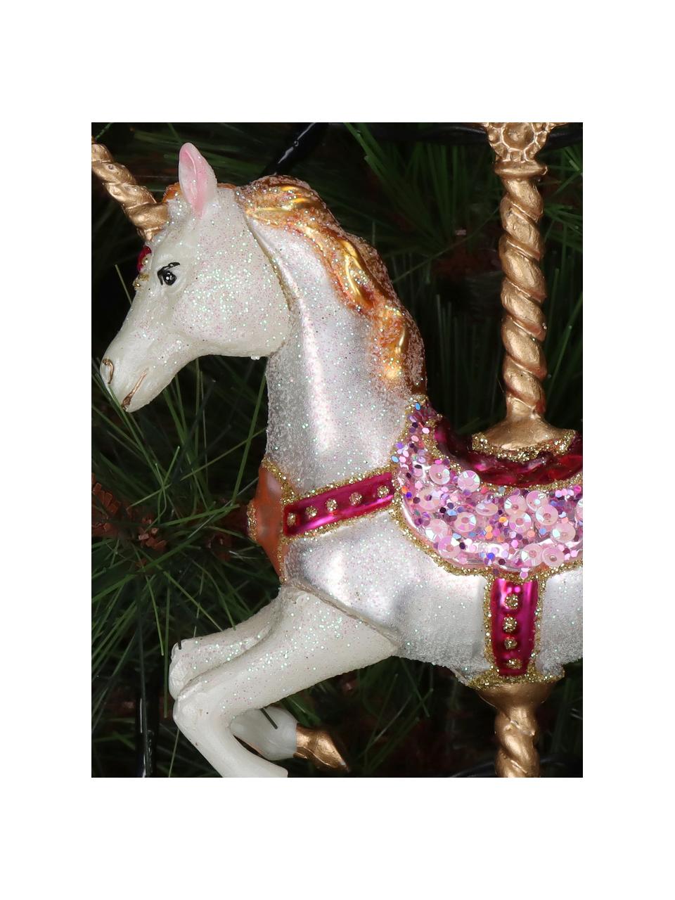 Décoration de sapin de Noël Unicorn, Verre, Multicolore, larg. 12 x haut. 16 cm