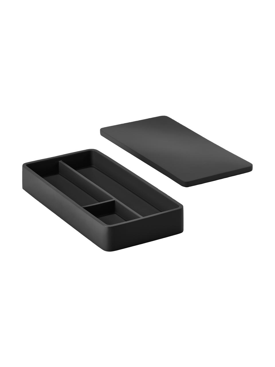 Bureau organizer Sement met deksel in zwart, Cement, Zwart, B 20 x H 3 cm