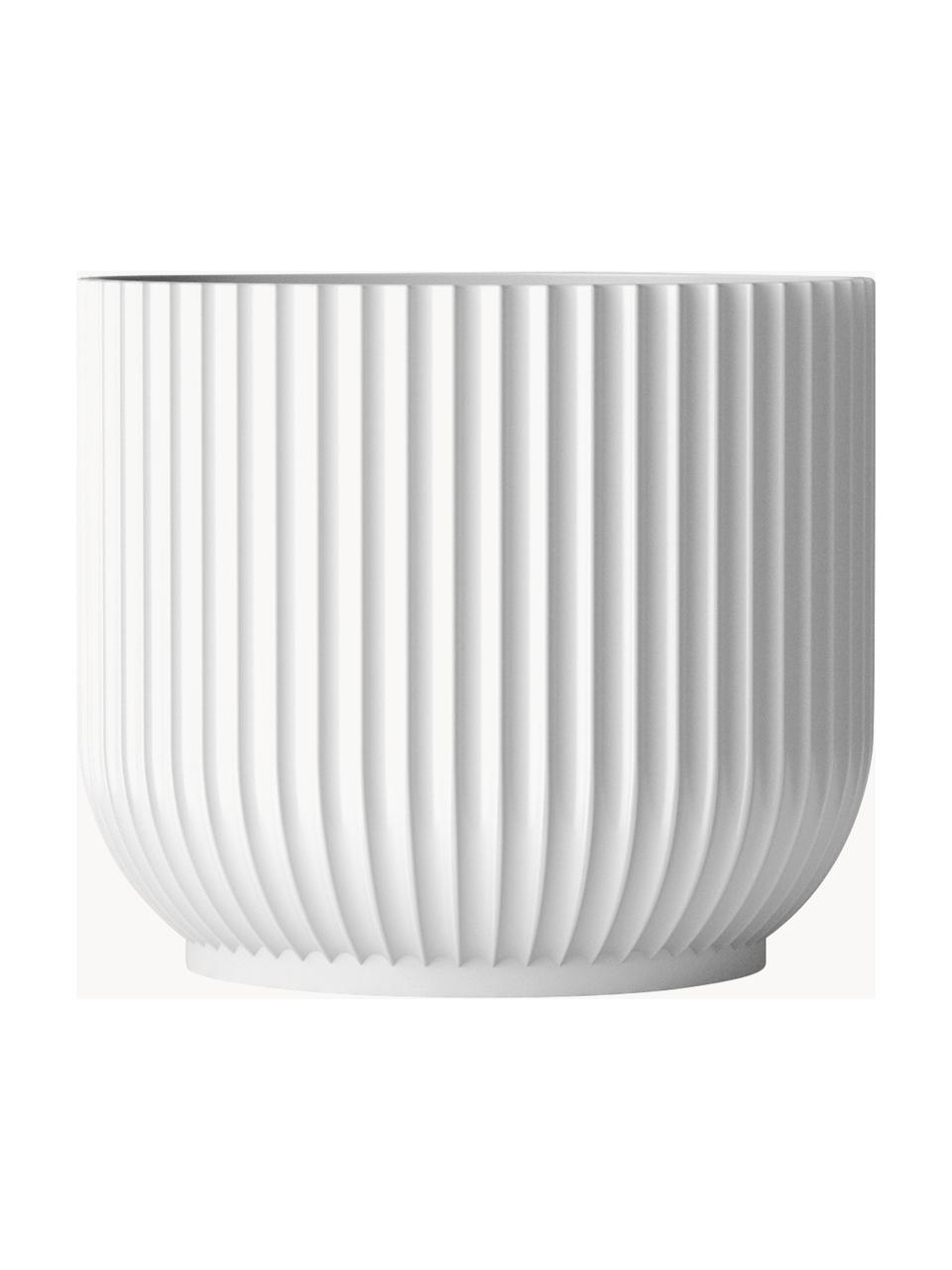 Porcelánový obal na květináč Lyngby, V 16 cm, Porcelán, Bílá, Š 18 cm, V 16 cm