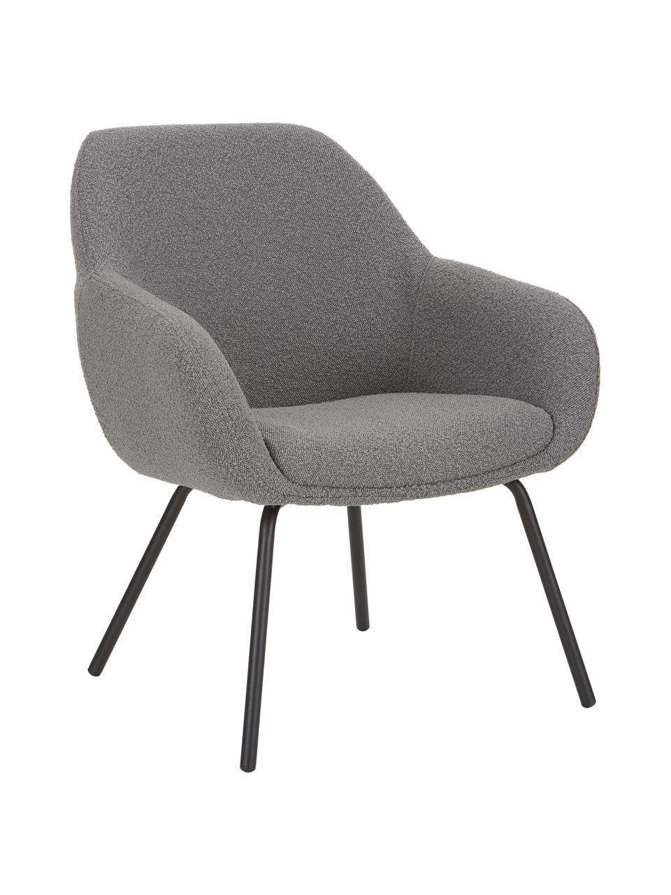 Fauteuil Jana, Bekleding: polyester (teddyvacht), Poten: gepoedercoat metaal, Teddy grijs, B 72 x D 68 cm