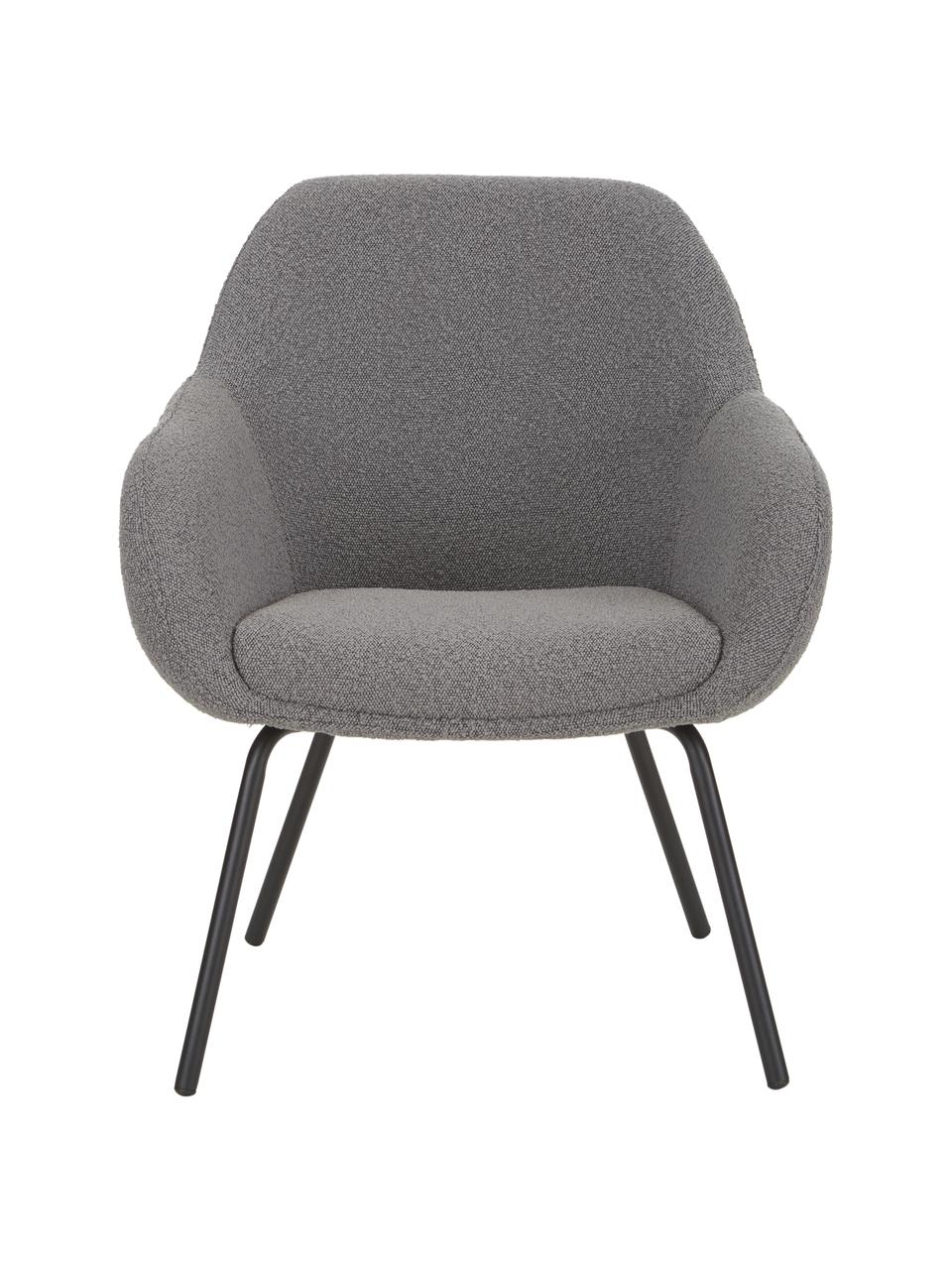 Fauteuil cocktail gris Jana, Peluche gris