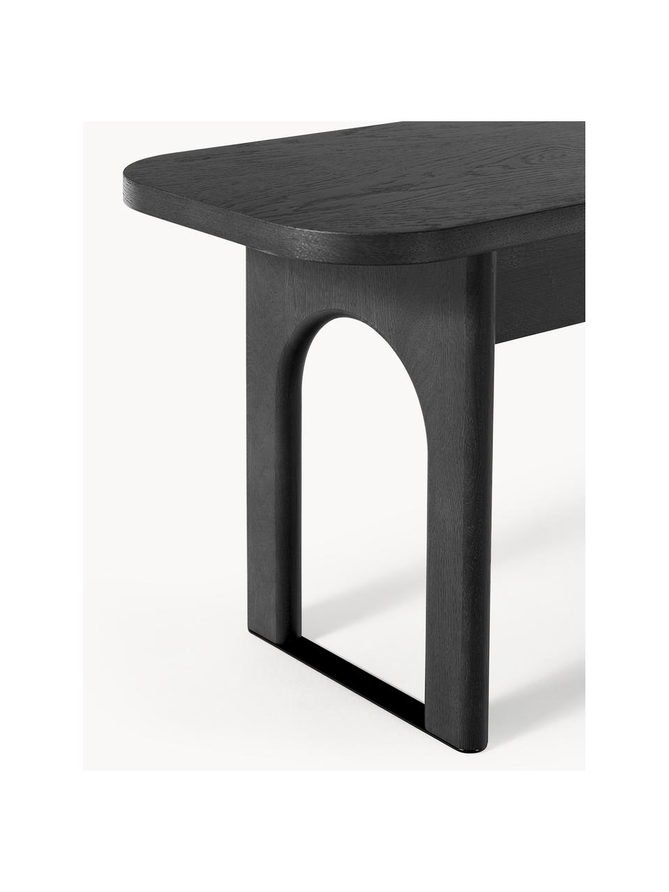Sitzbank Apollo, Sitzfläche: Eichenholzfurnier, lackie, Beine: Eichenholz (FSC-zertifizi, Eichenholz, schwarz lackiert, B 180 x T 37 cm