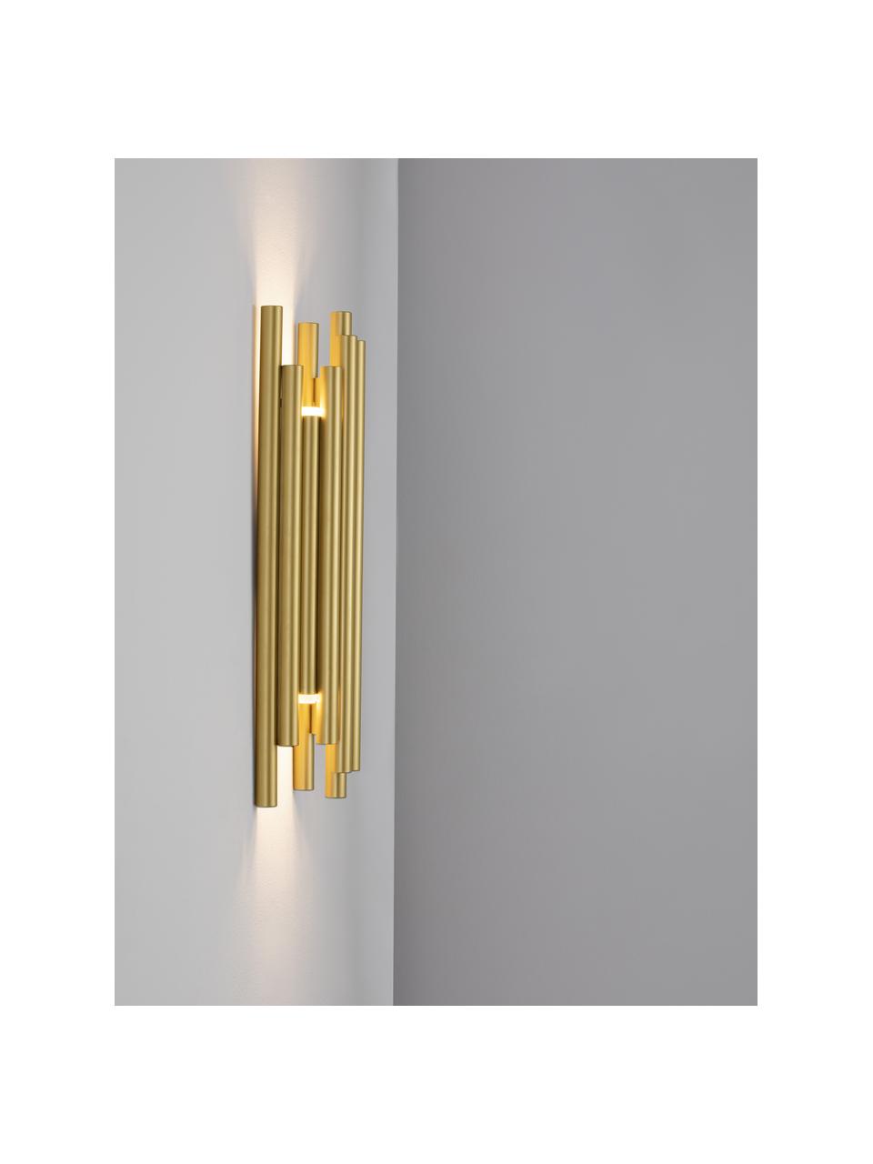 Grote LED wandlamp Bonjour, Diffuser: acrylglas, Goudkleurig, Ø 18 x H 50 cm