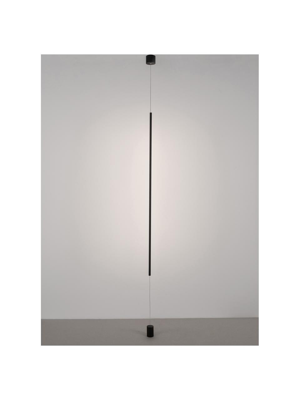 Design LED hanglamp met vloerbevestiging Elettra, Lamp: gecoat aluminium, Baldakijn: gecoat aluminium, Zwart, Ø 7 x H 120 cm