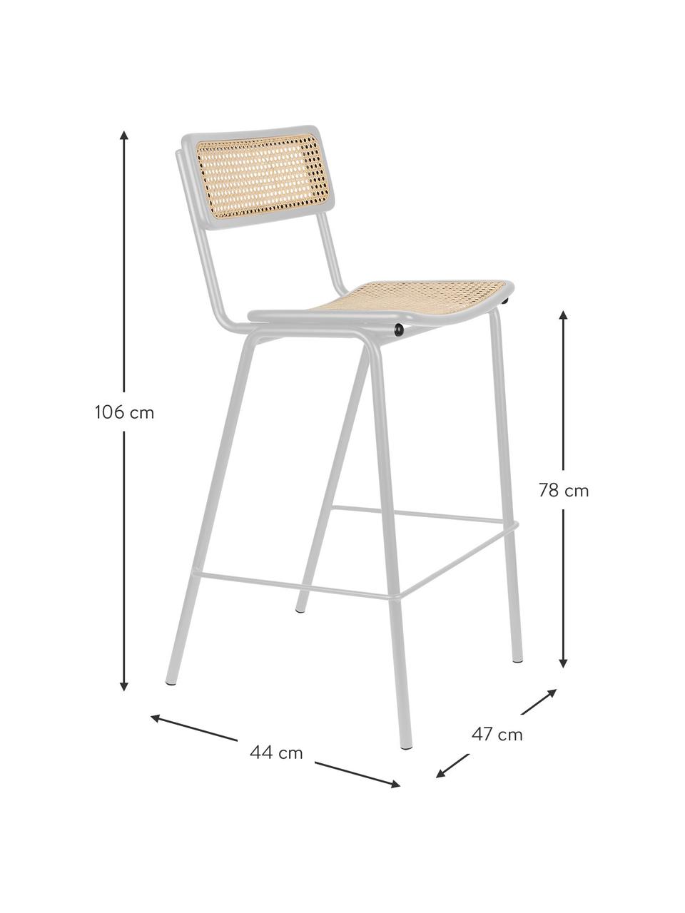 Chaise de bar avec cannage Jort, Gris