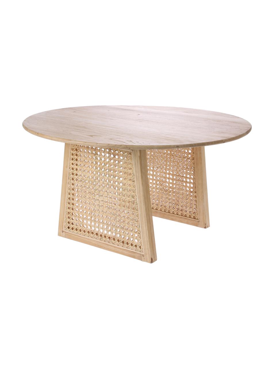 Runder Couchtisch Retro mit Wiener Geflecht, Wiener Geflecht: Rattan, Sunkai Holz, Ø 65 x H 35 cm