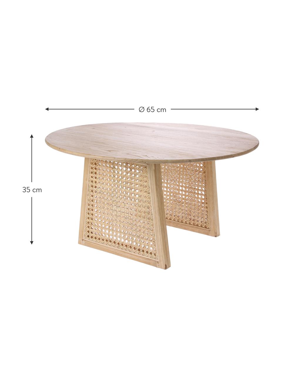 Runder Couchtisch Retro mit Wiener Geflecht, Wiener Geflecht: Rattan, Sunkai Holz, Ø 65 x H 35 cm