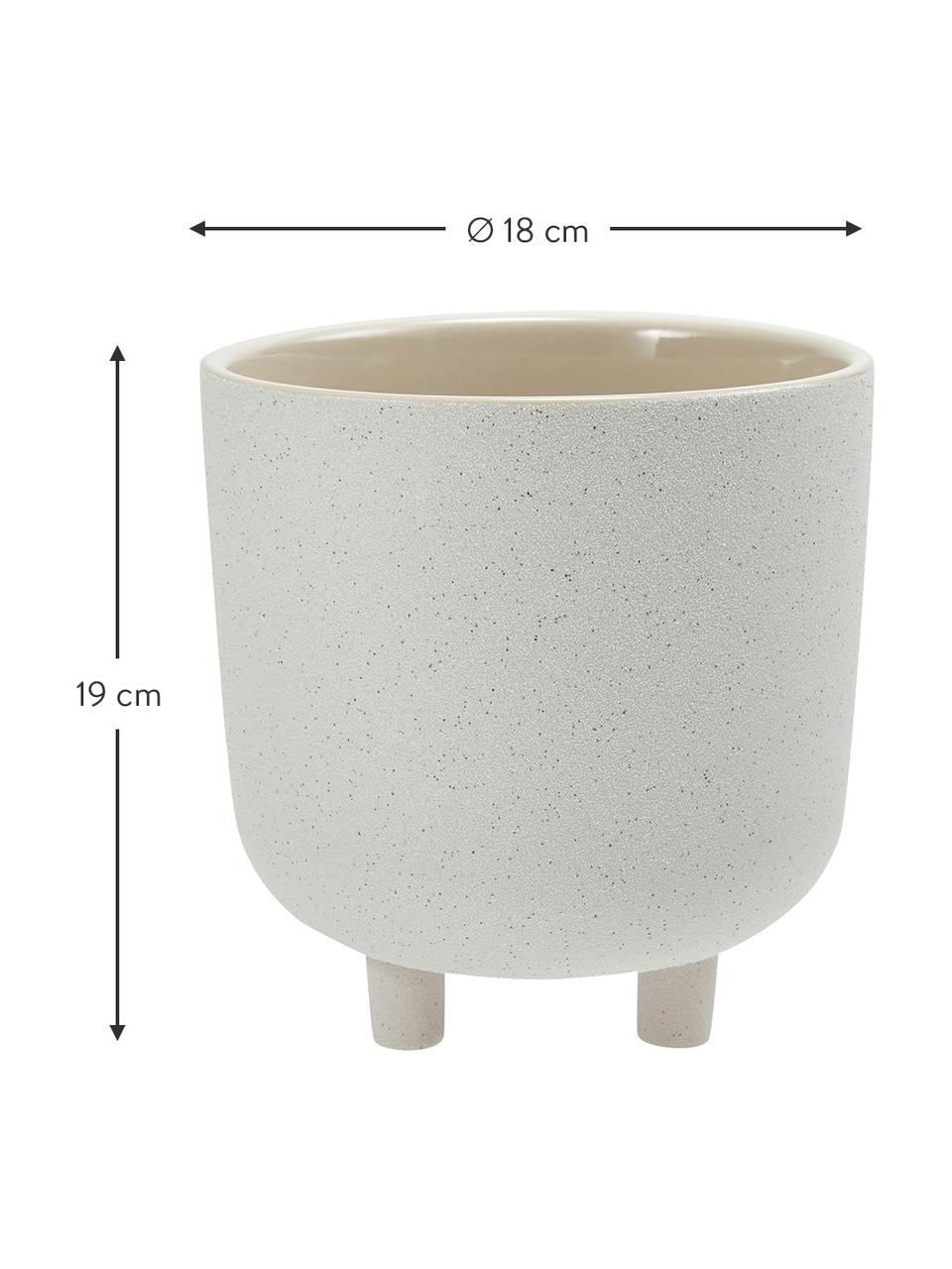 Osłonka na doniczkę z ceramiki Ivory, Ceramika, Beżowy, nakrapiany, Ø 18 x W 19 cm