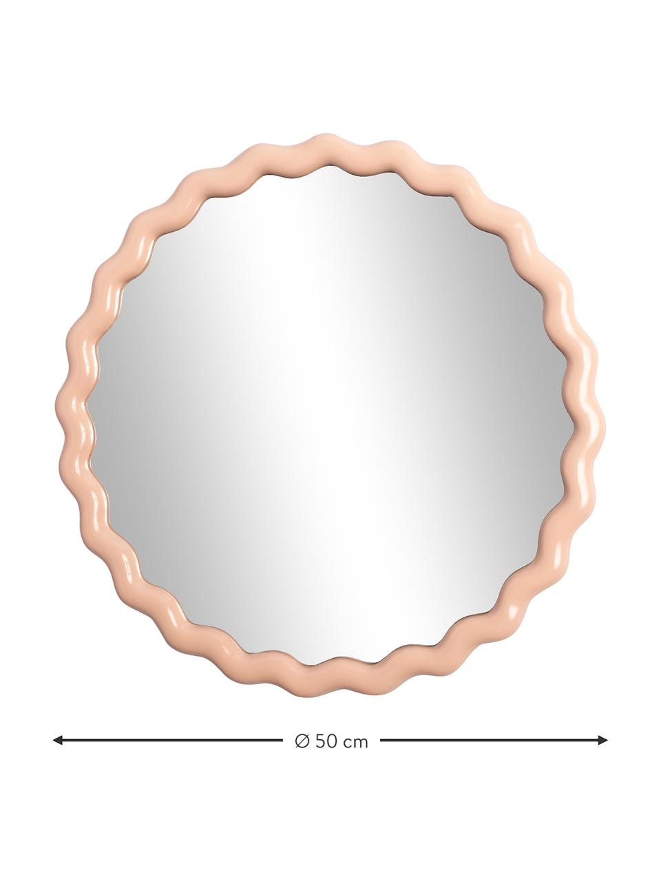 Kulaté nástěnné zrcadlo Zigzag, Pastelově béžová, Ø 50 cm