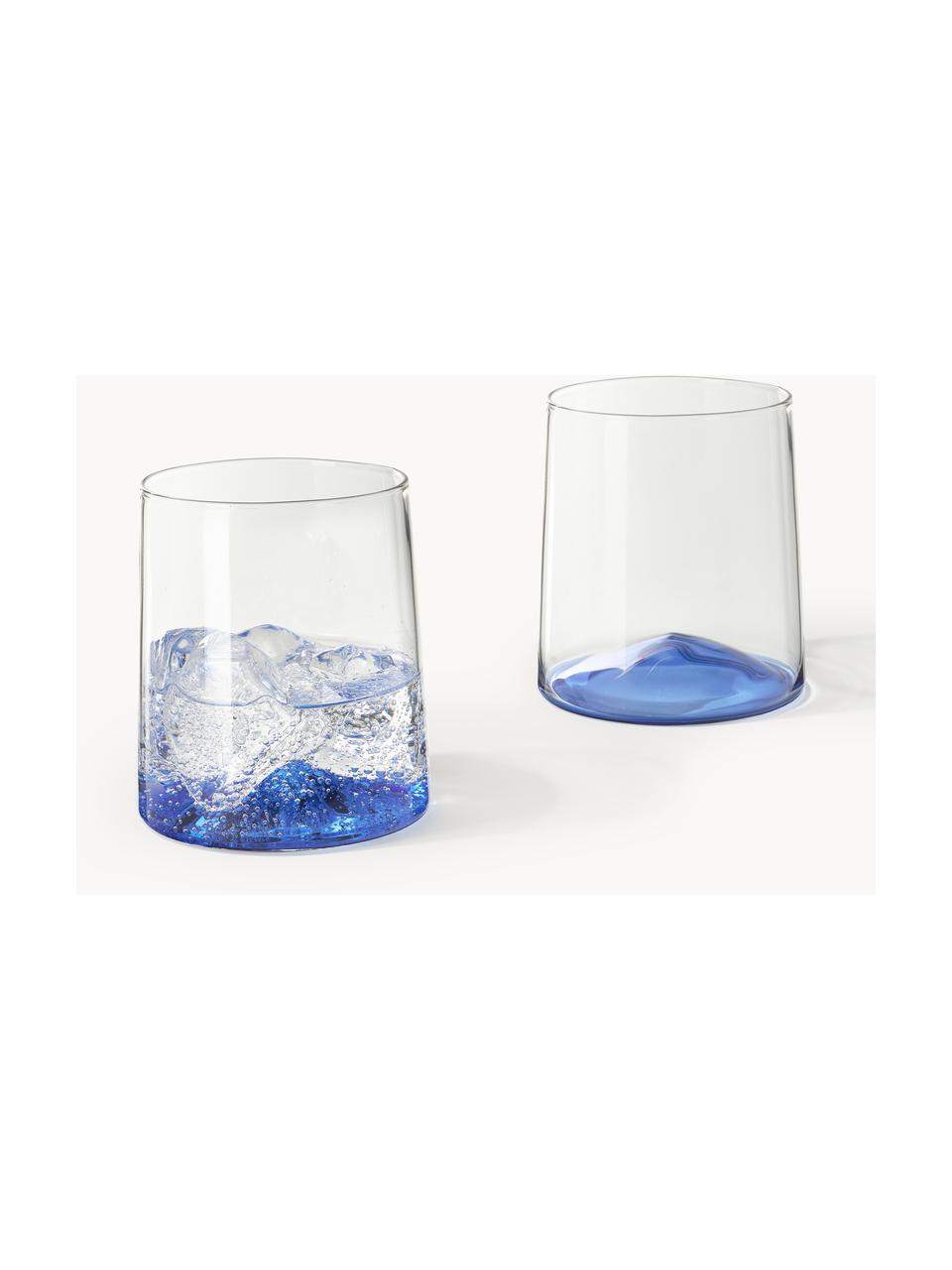 Szklanka ze szkła dmuchanego Hadley, 4 szt., Szkło borokrzemowe, Transparentny, niebieski, Ø 9 x W 10 cm, 400 ml