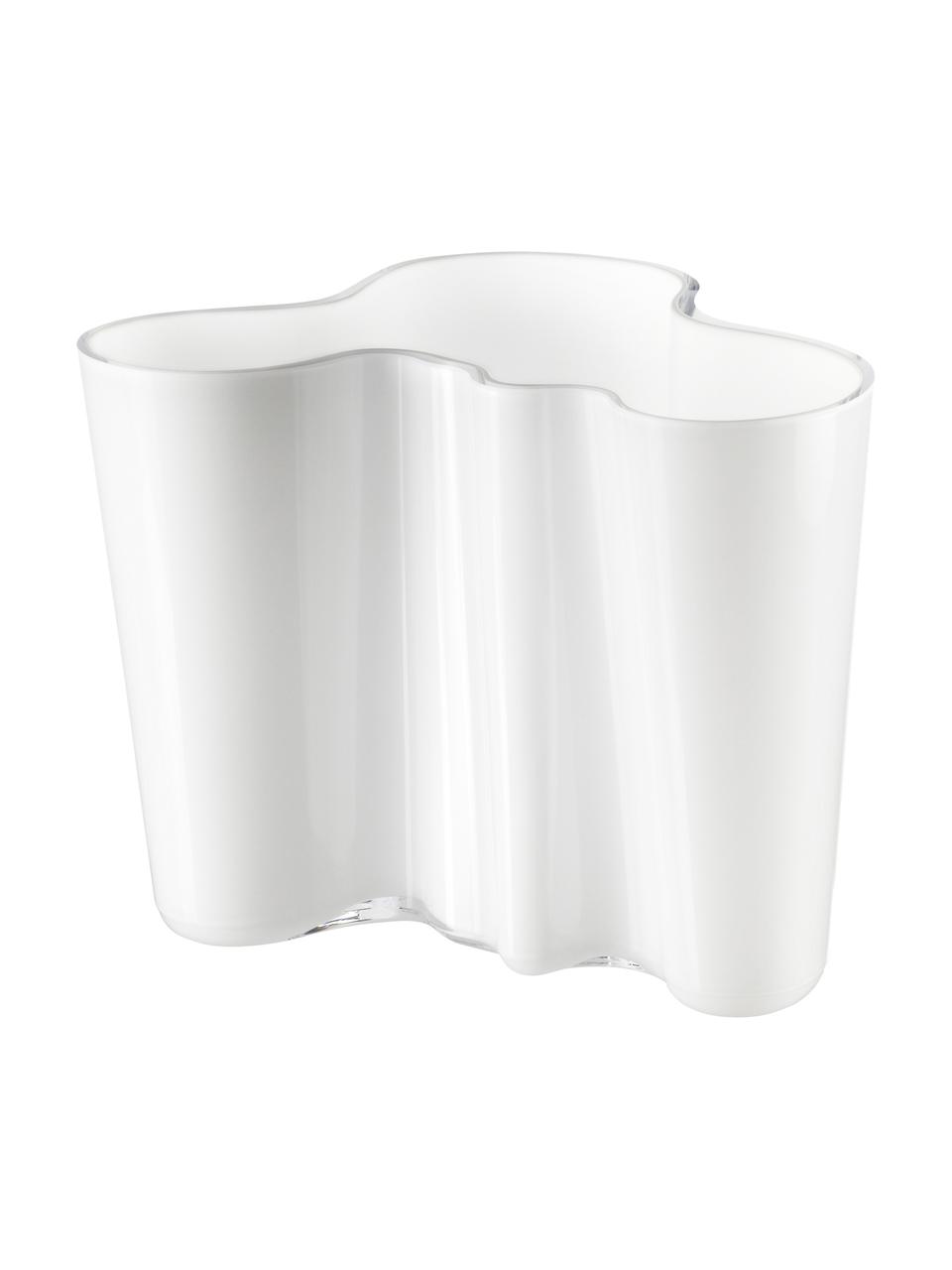 Kleine design vaas Alvar Aalto, Glas, Wit, H 16 cm