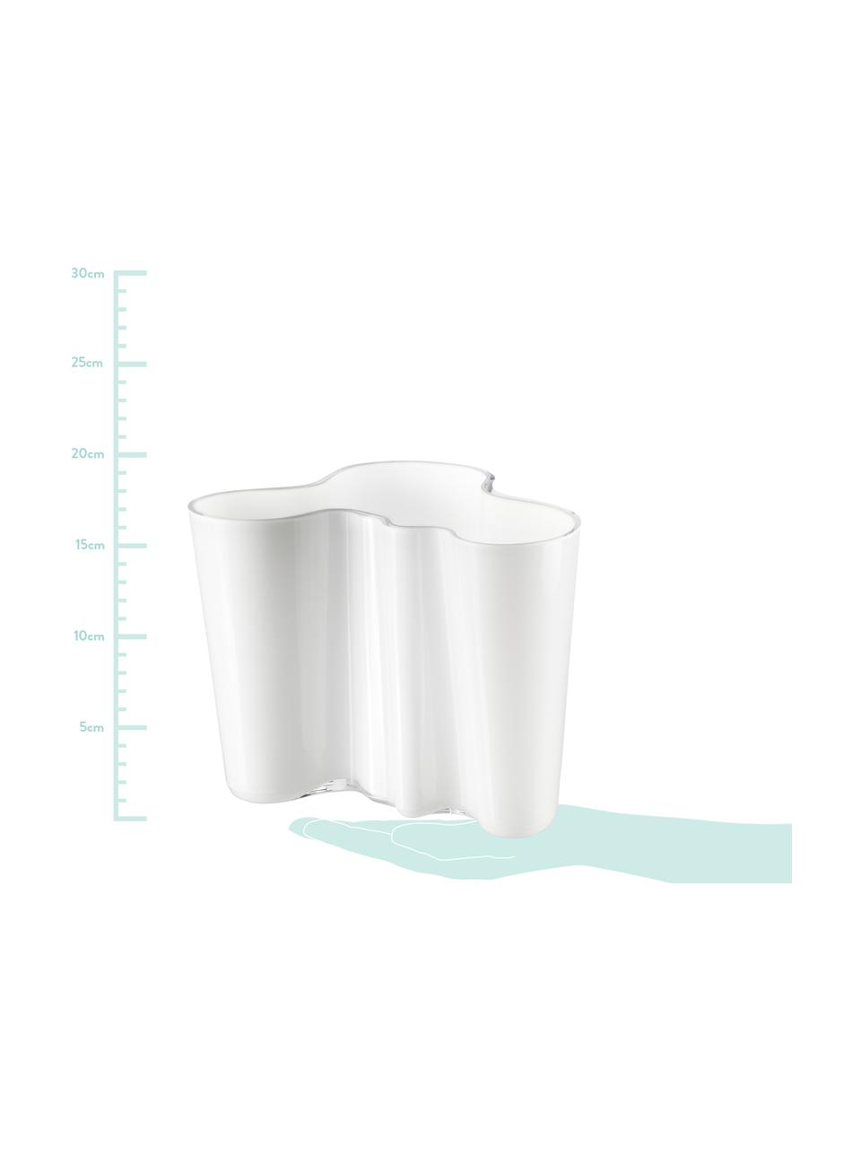 Vaso di design Alvar Aalto, Vetro, Bianco, Alt. 16 cm