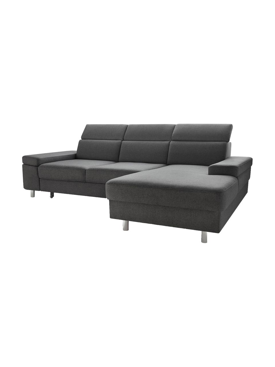 Sofa narożna z funkcją spania Espace, Tapicerka: 100% aksamit poliestrowy, Nogi: metal lakierowany, Ciemny szary, S 257 x G 182 cm