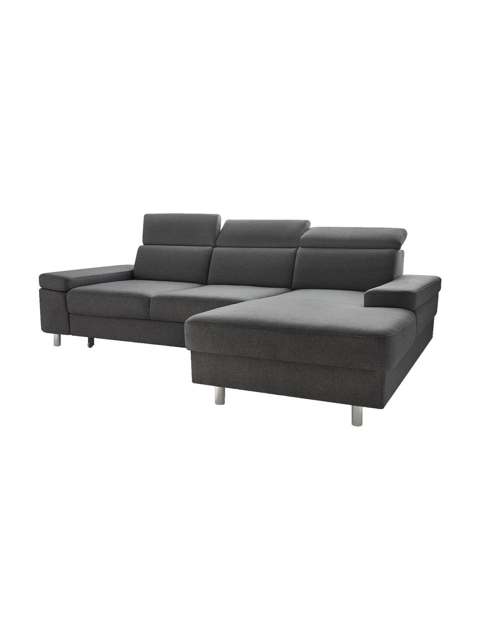 Sofa narożna z funkcją spania Espace, Tapicerka: 100% aksamit poliestrowy, Nogi: metal lakierowany, Ciemny szary, S 257 x G 182 cm